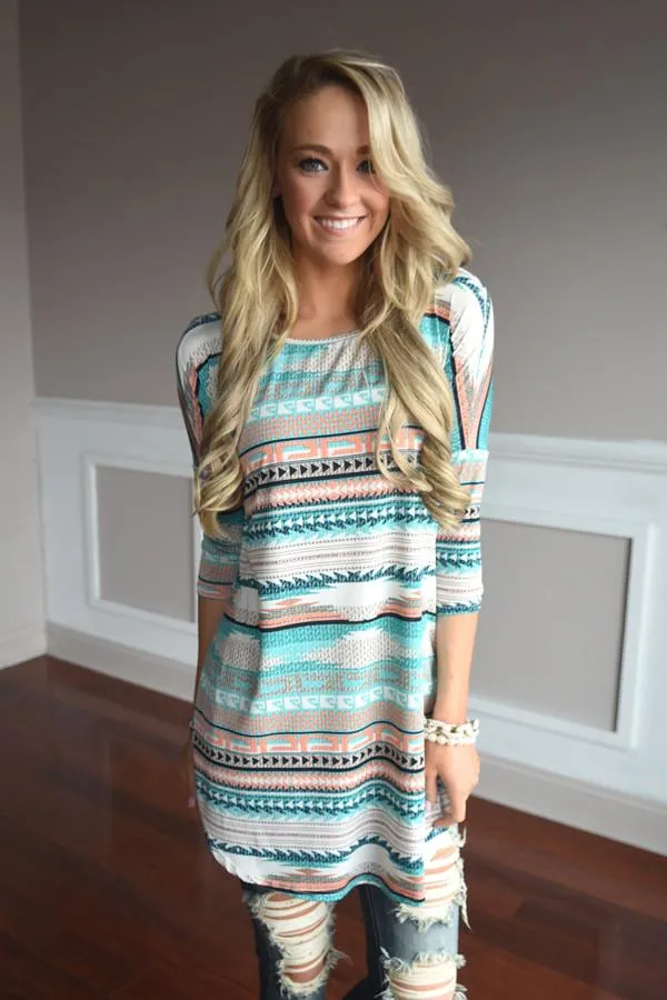 Humor Me Tunic Top ~ Turquoise