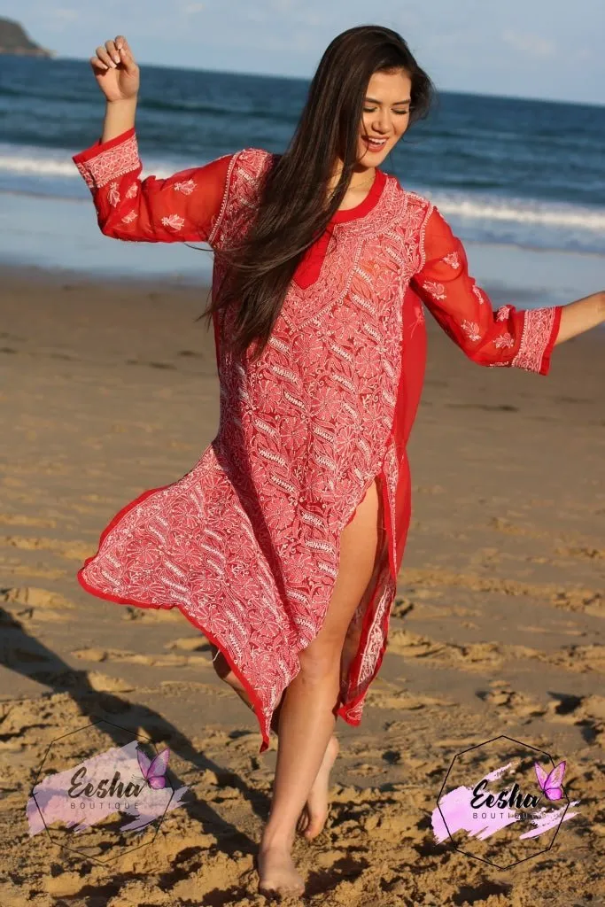 Ibiza Style Hand Embroidered Georgette Long Tunic