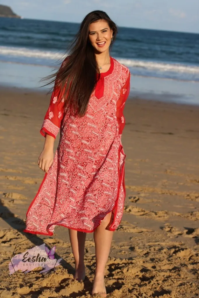 Ibiza Style Hand Embroidered Georgette Long Tunic