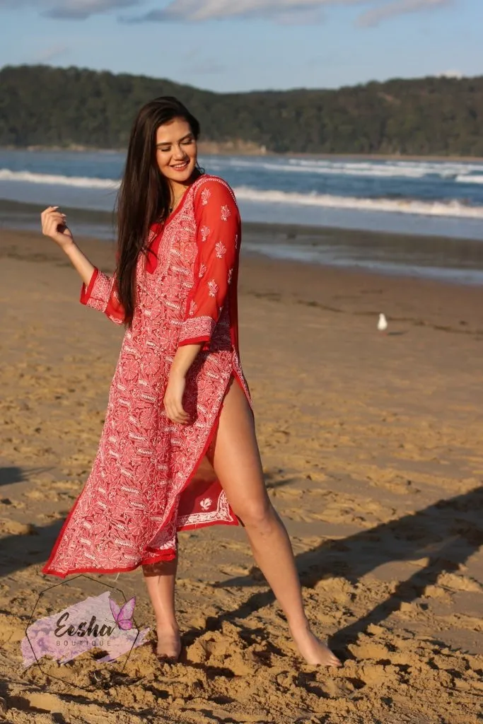 Ibiza Style Hand Embroidered Georgette Long Tunic