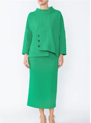 IC Collection 4554T 1PC Stand Up Collar Long Sleeves Asymmetrical Tunic With Loose Fit