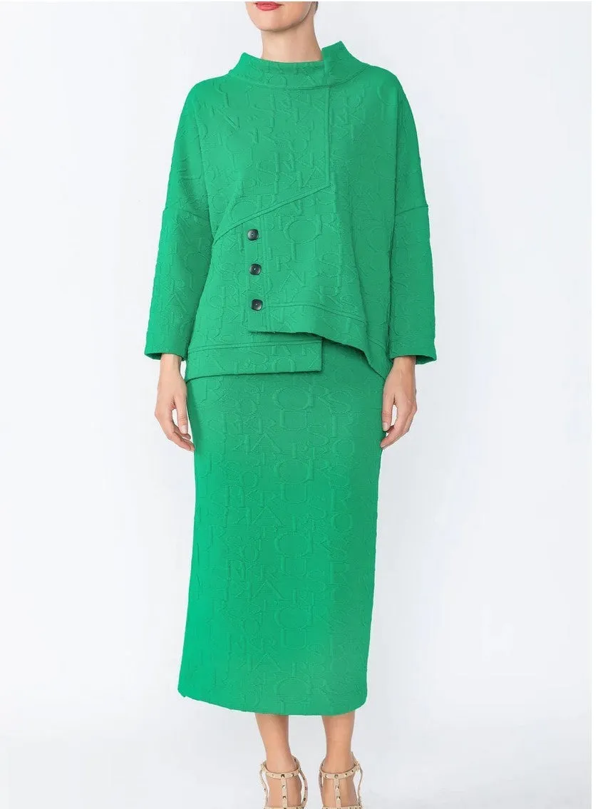 IC Collection 4554T 1PC Stand Up Collar Long Sleeves Asymmetrical Tunic With Loose Fit