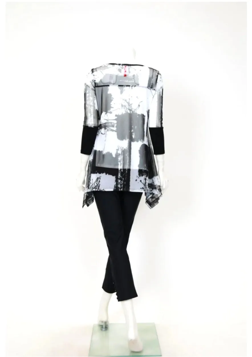 IC Collection 7287T Bateau Neckline Long Sleeves Abstract
