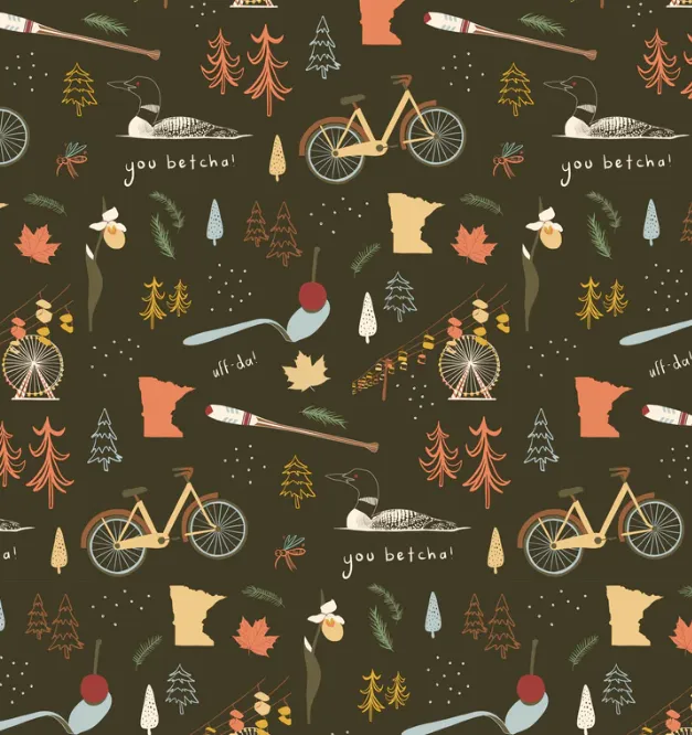 Iconic MN Dark Green Gift Wrap