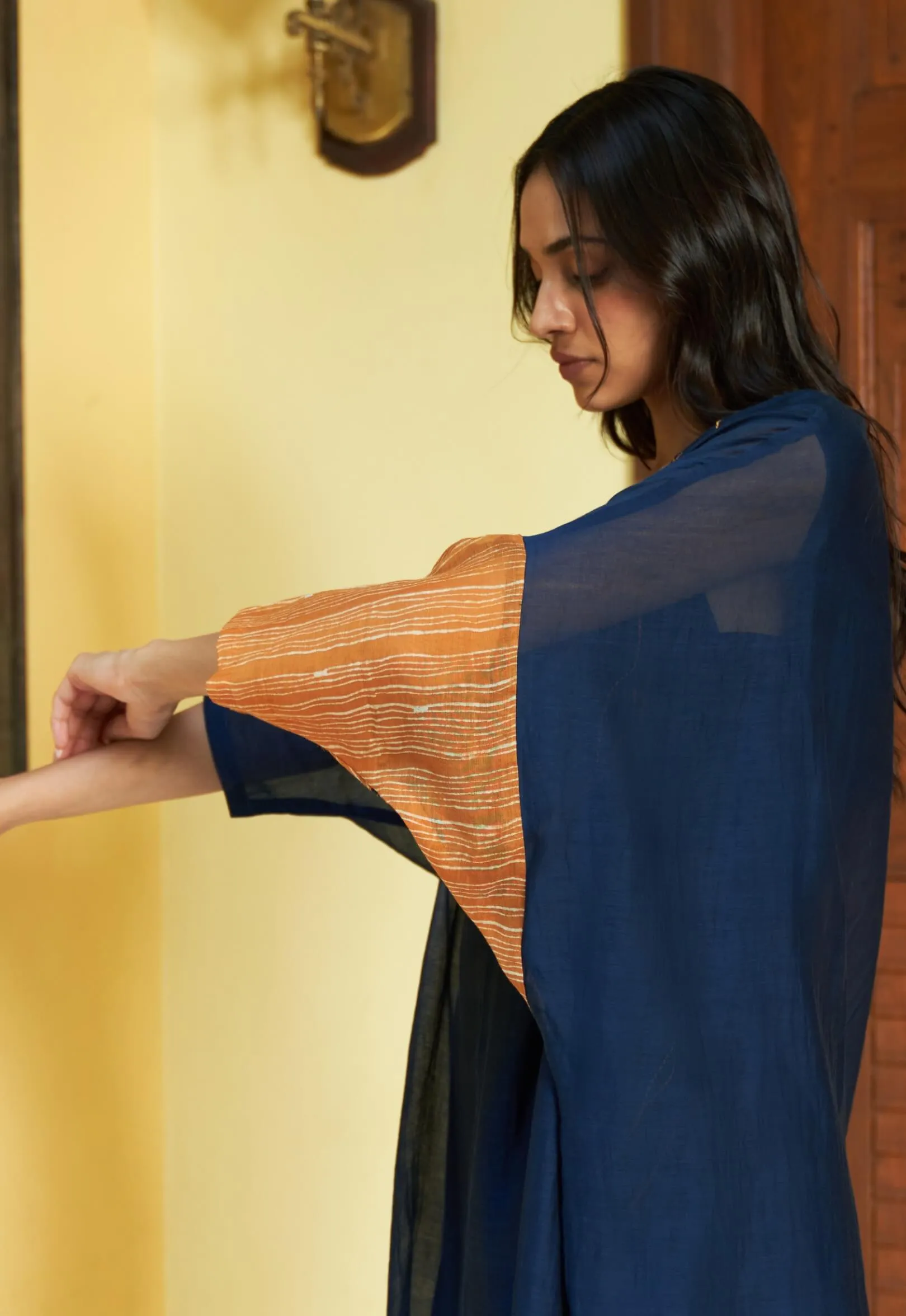 Indigo threadwork tunic and pants