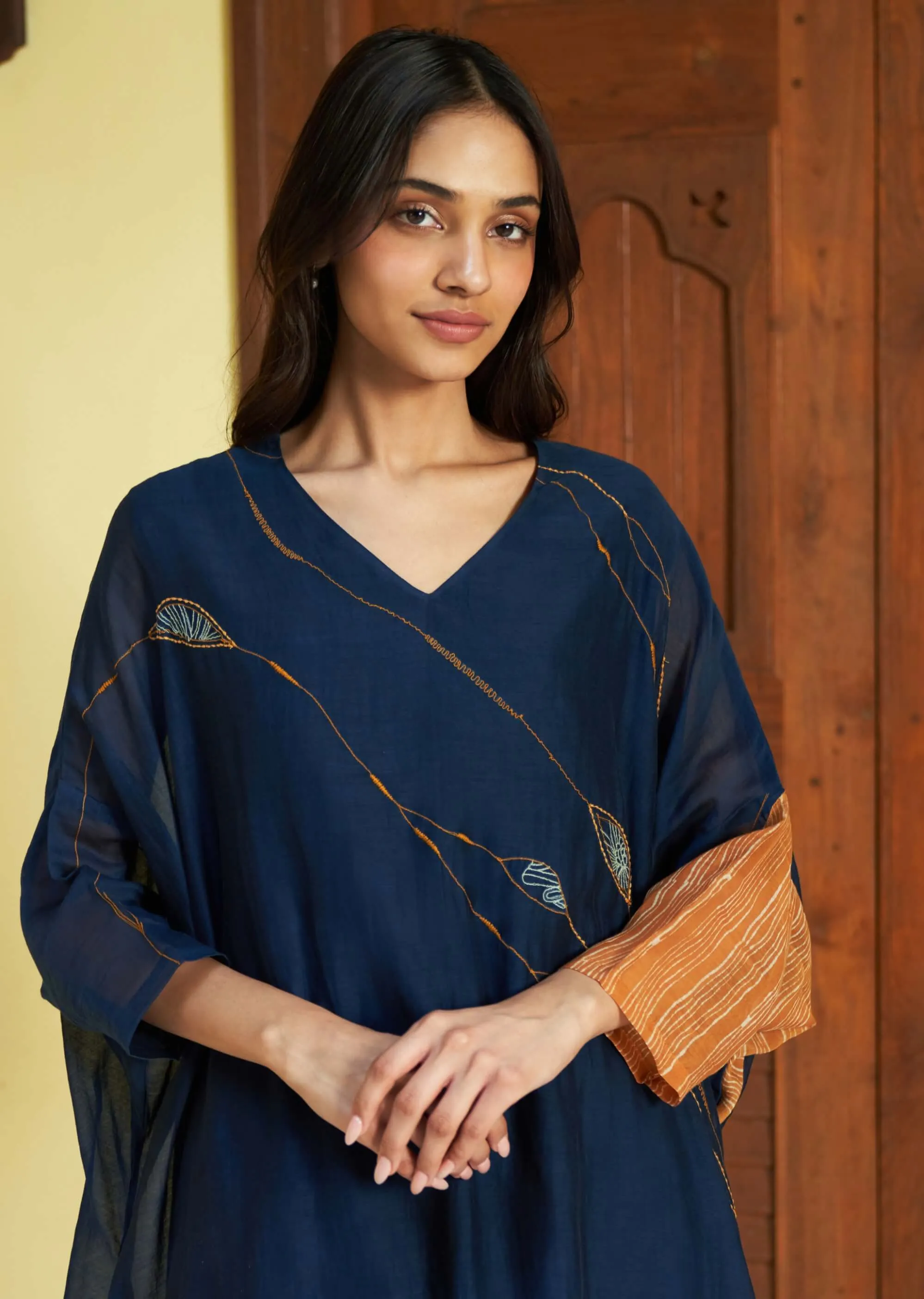 Indigo threadwork tunic and pants