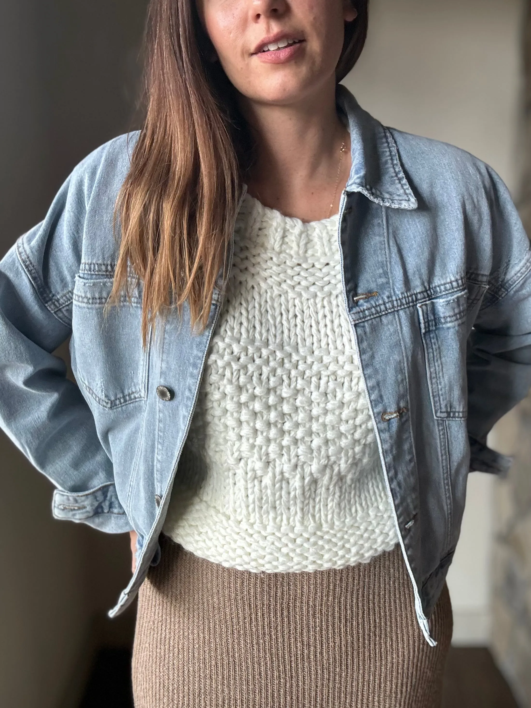 isla ivory chunky knit vest