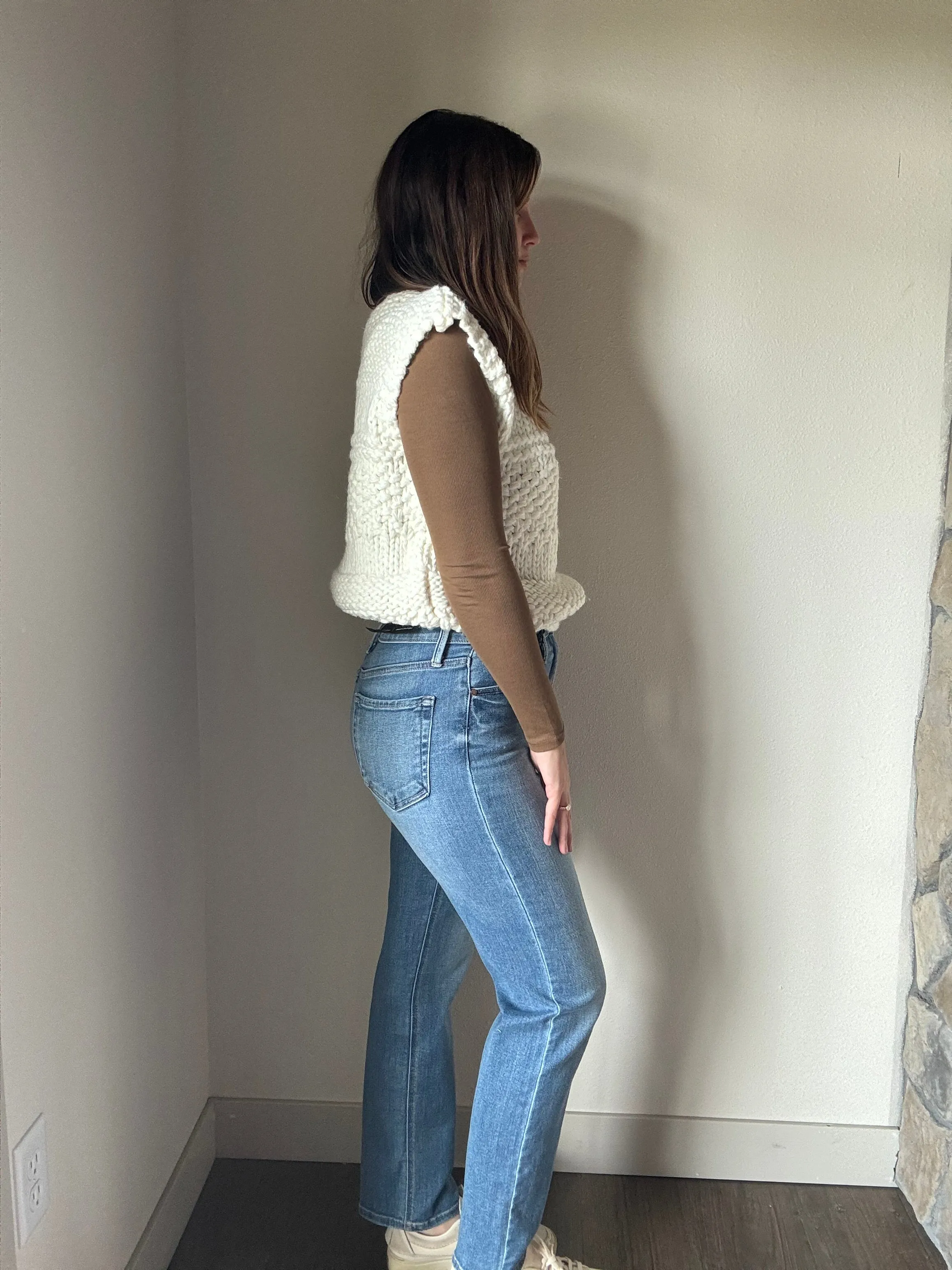 isla ivory chunky knit vest