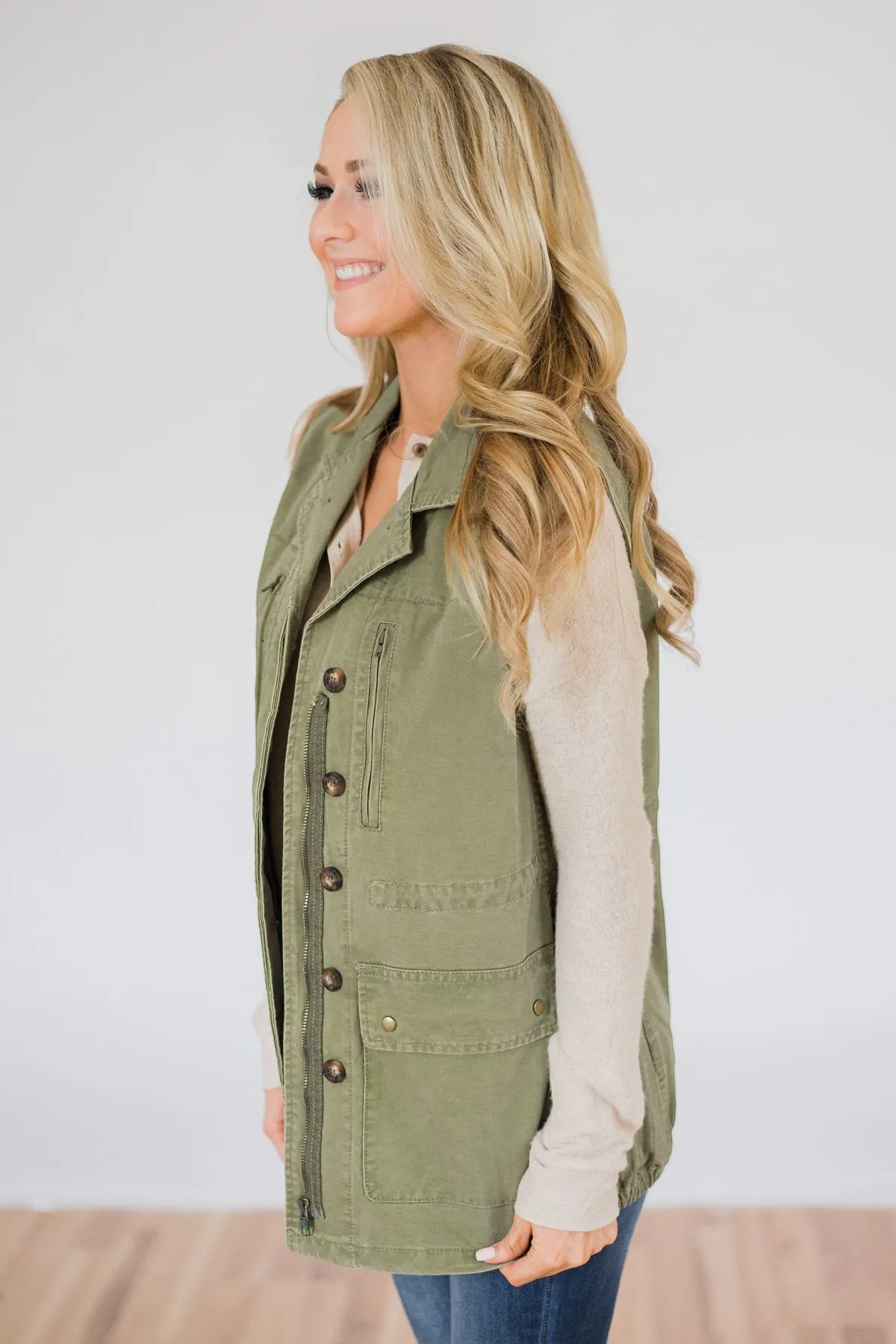 It's in the Details Utility Vest- Deep Sage