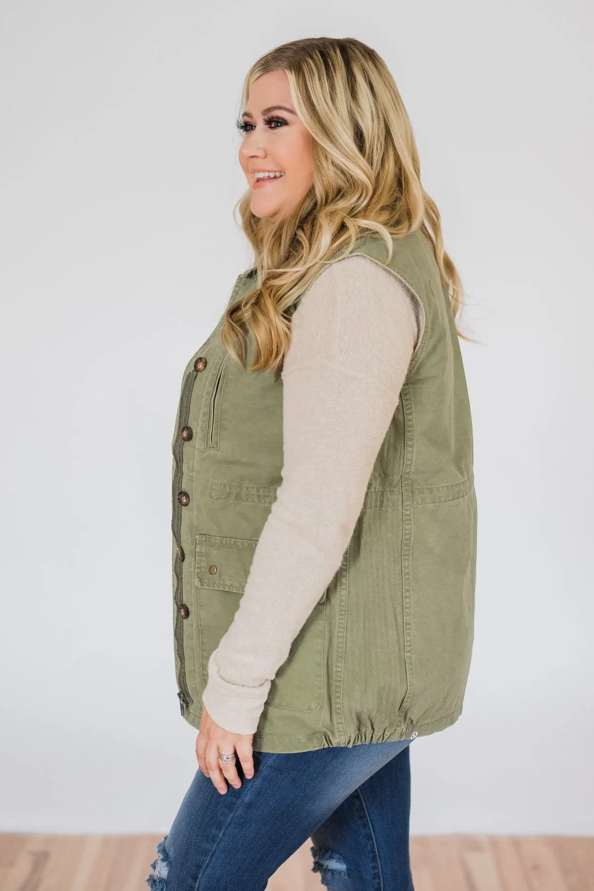 It's in the Details Utility Vest- Deep Sage
