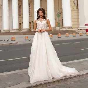 Ivory Back button Boho Bridal Dress Wedding Gowns