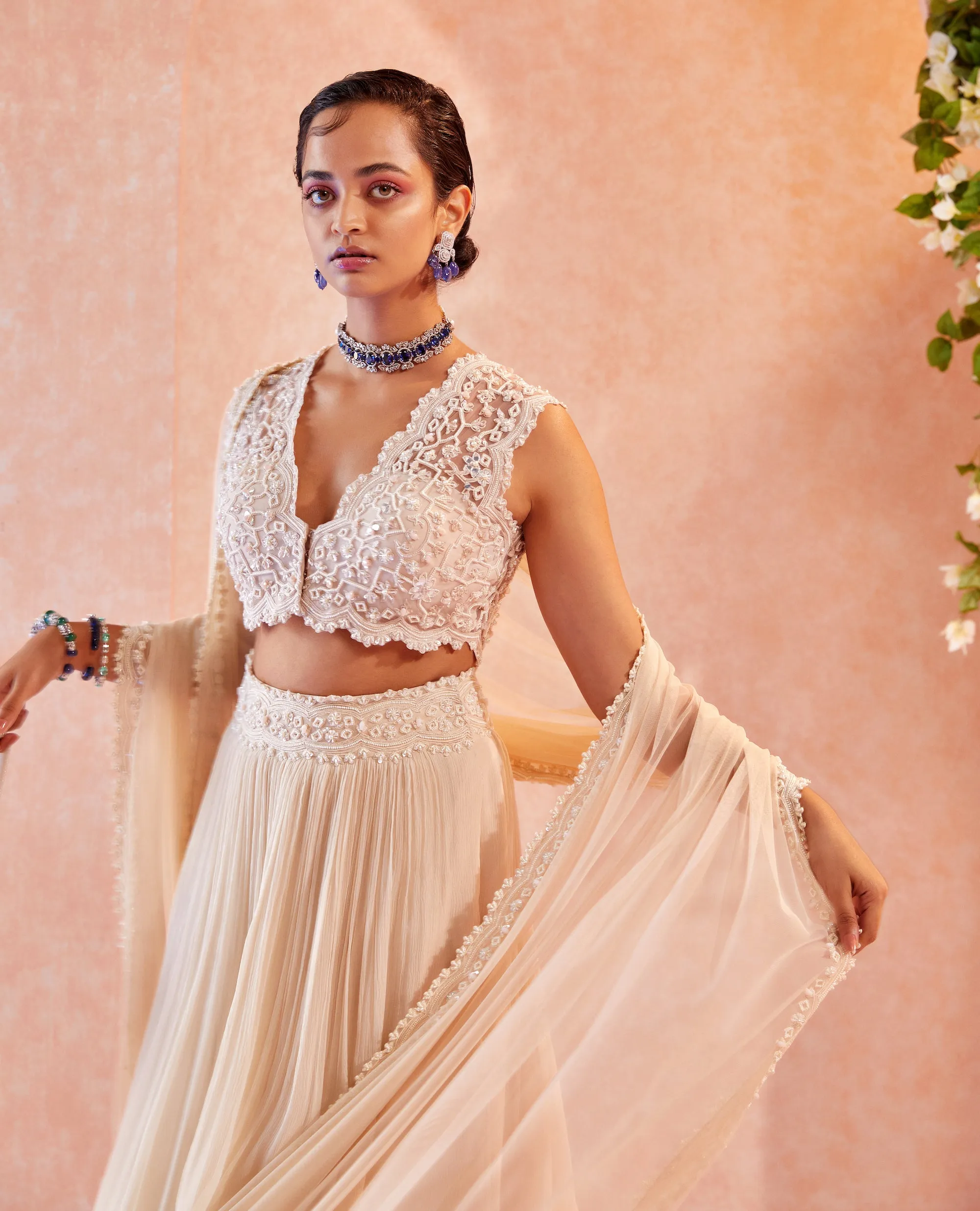 Ivory Darleen Embroidered Lehenga Set