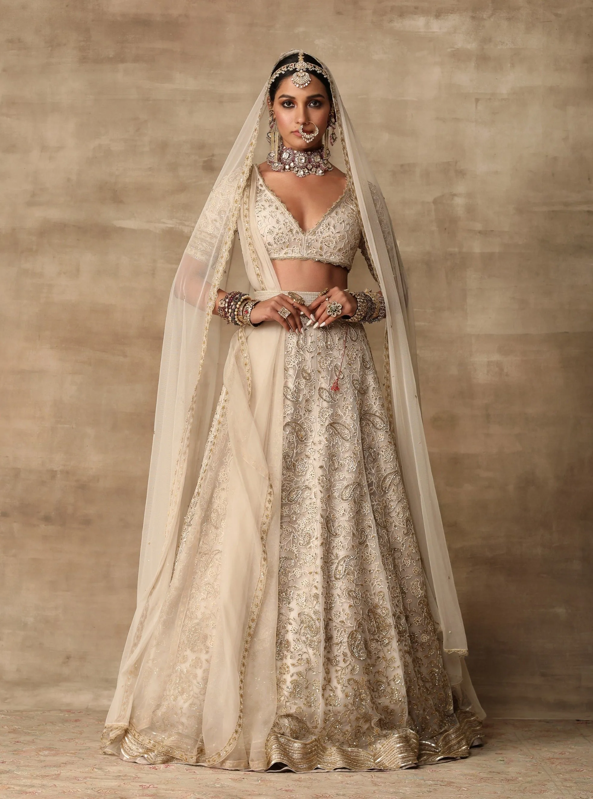 Ivory Paisely Embroidered Lehenga Set