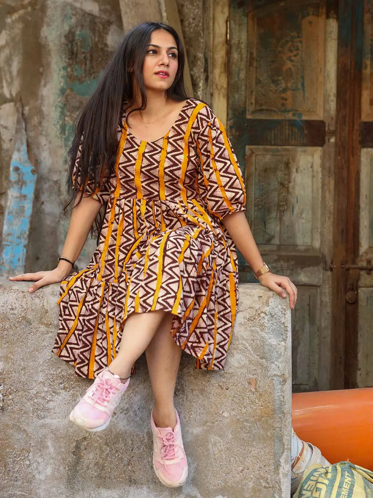 Iznaa Golden Yellow Khadi Tunic Yellow