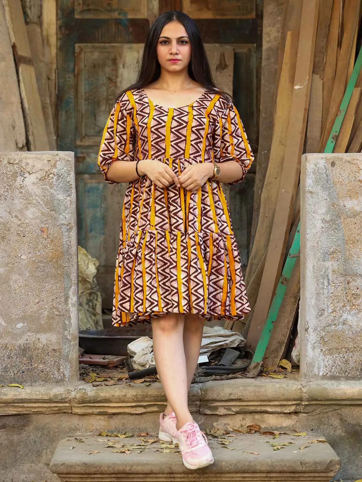 Iznaa Golden Yellow Khadi Tunic Yellow