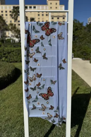 Janavi Butterfly Shawl in Powder Blue
