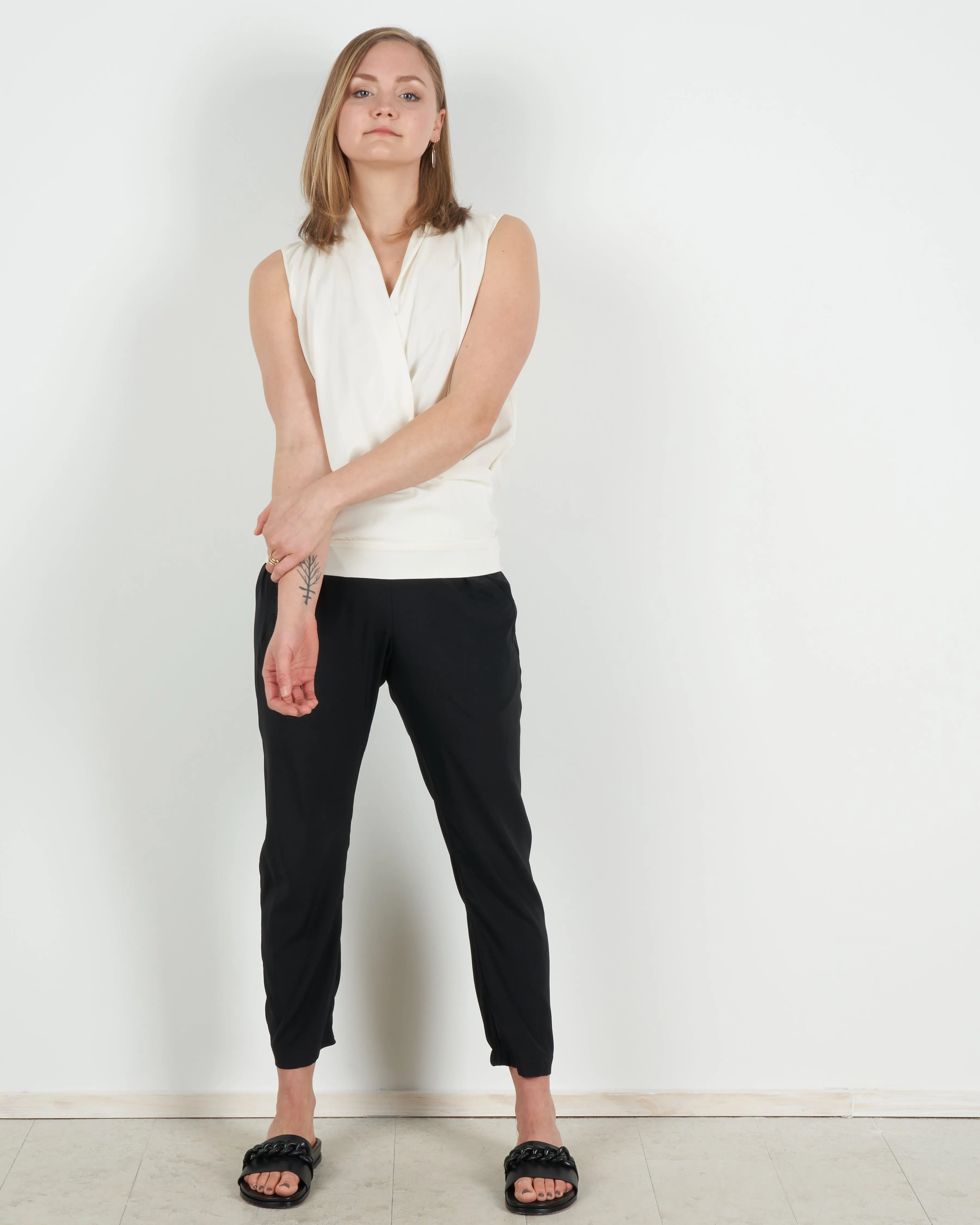 jazmin silk charmeuse top - white pepper
