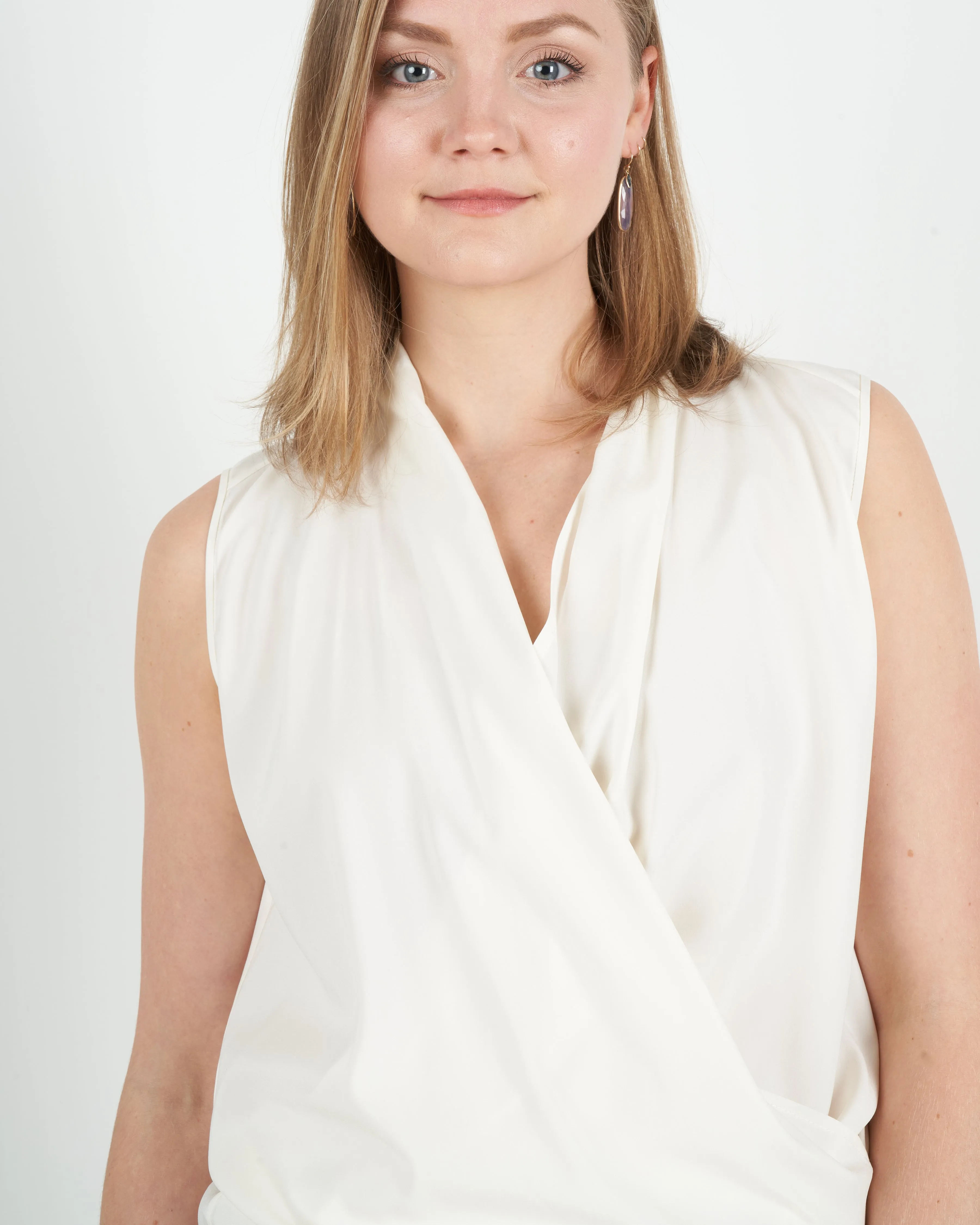 jazmin silk charmeuse top - white pepper