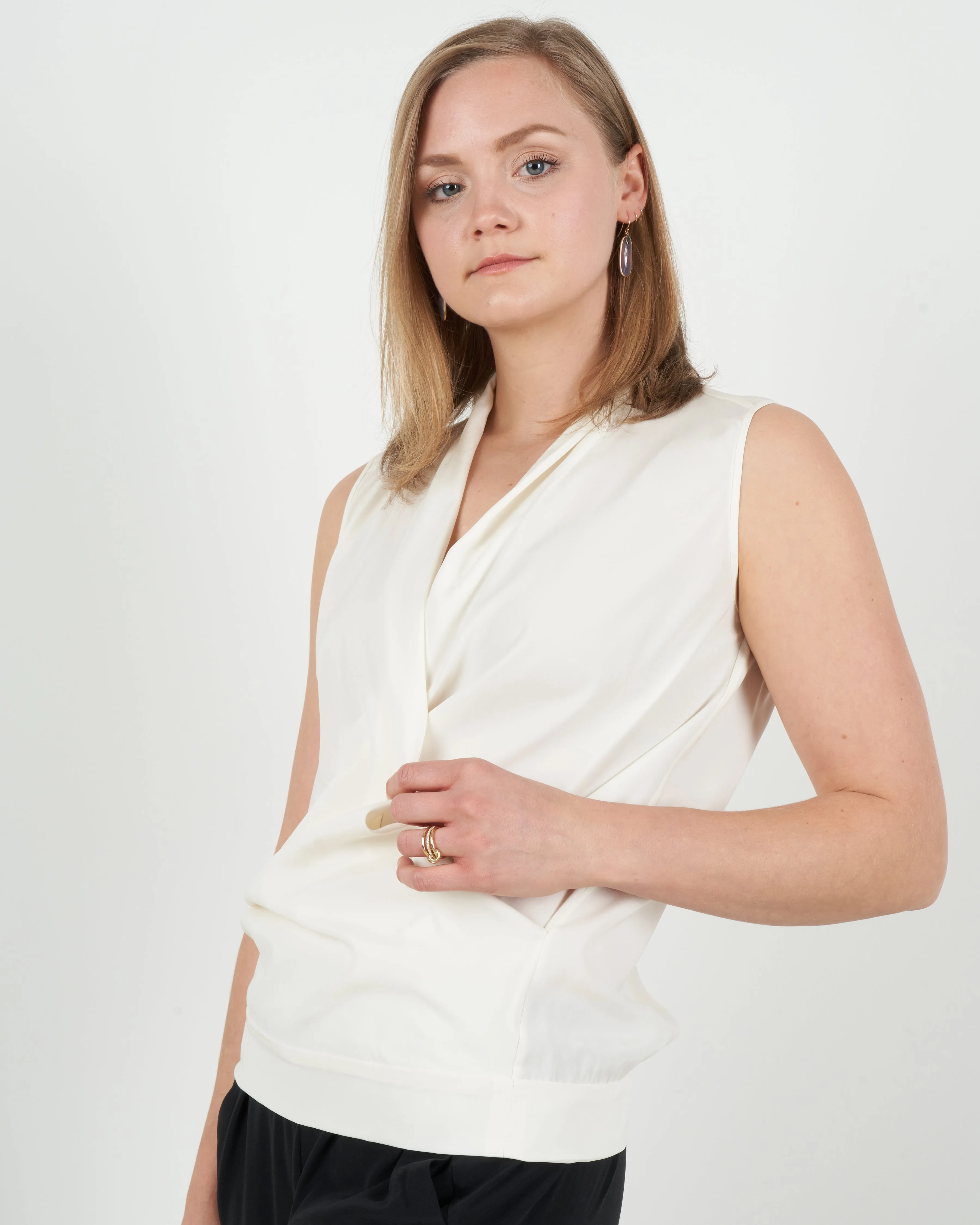 jazmin silk charmeuse top - white pepper