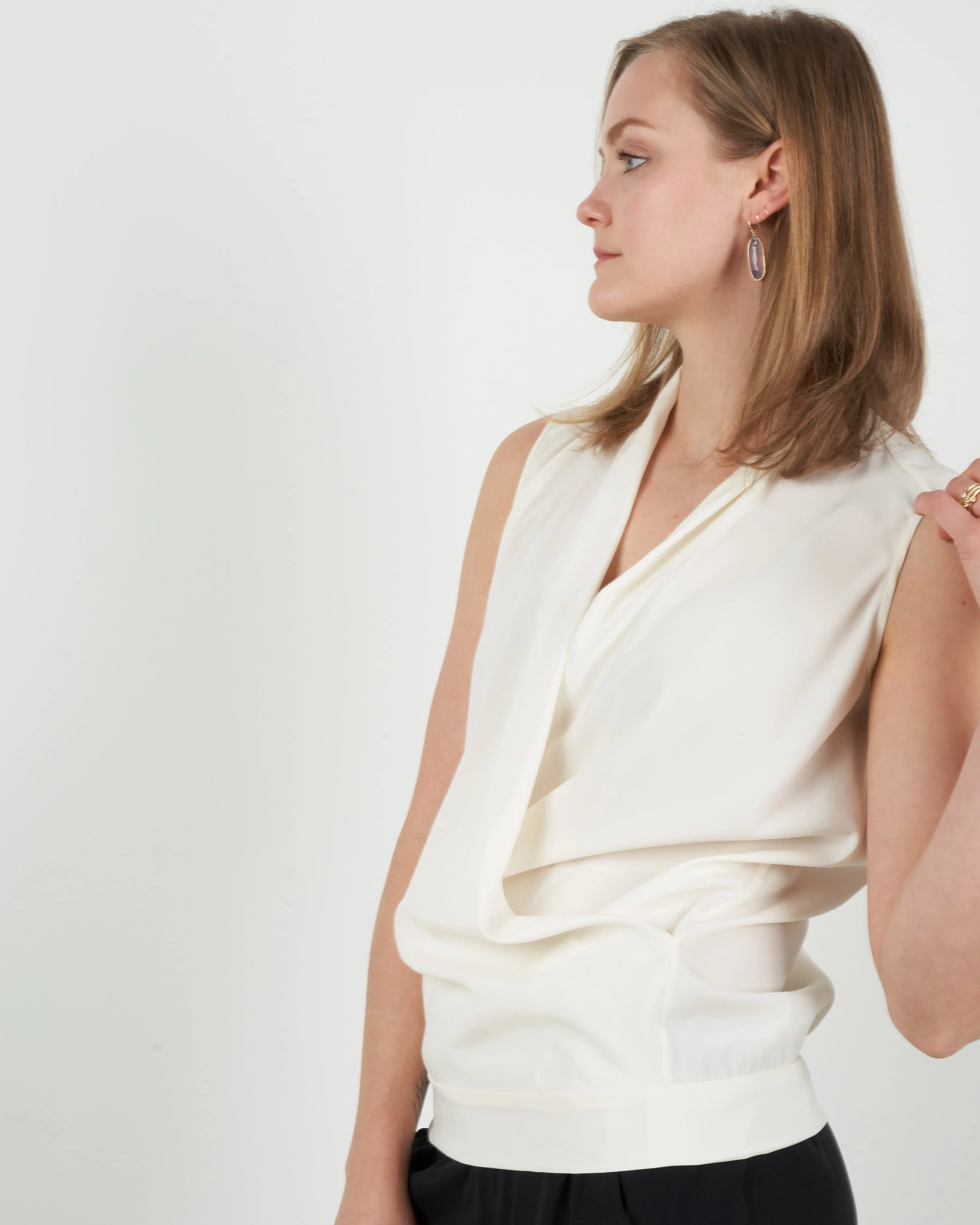 jazmin silk charmeuse top - white pepper