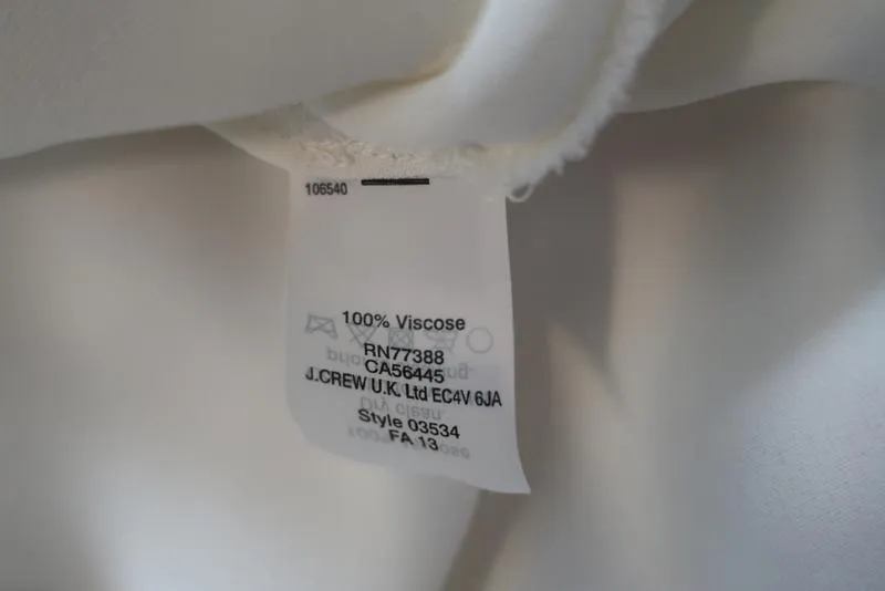 J.Crew Drapey Crepe Henley Tunic Cream Size 12 Long Sleeve Blouse Style 03534
