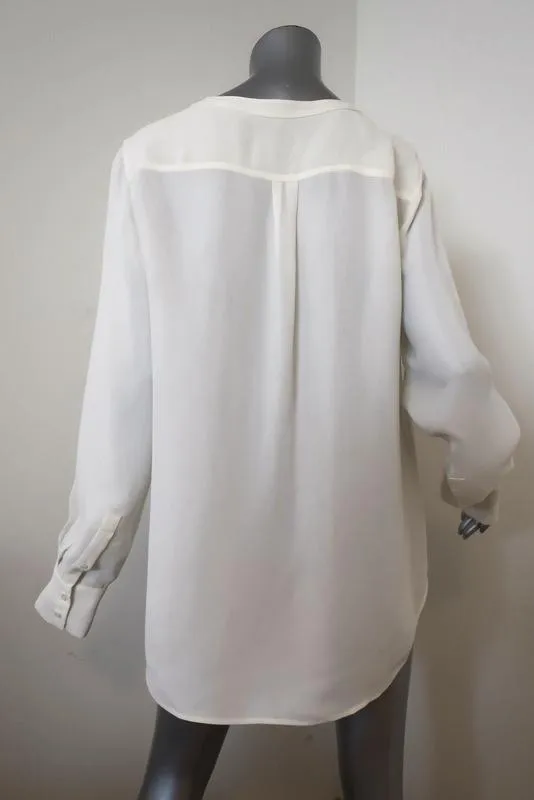 J.Crew Drapey Crepe Henley Tunic Cream Size 12 Long Sleeve Blouse Style 03534