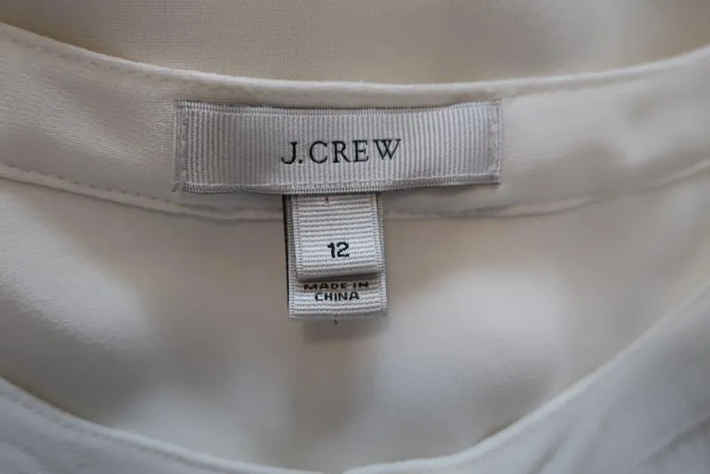 J.Crew Drapey Crepe Henley Tunic Cream Size 12 Long Sleeve Blouse Style 03534