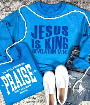 Jesus Reversible Neon Blue Sweatshirt