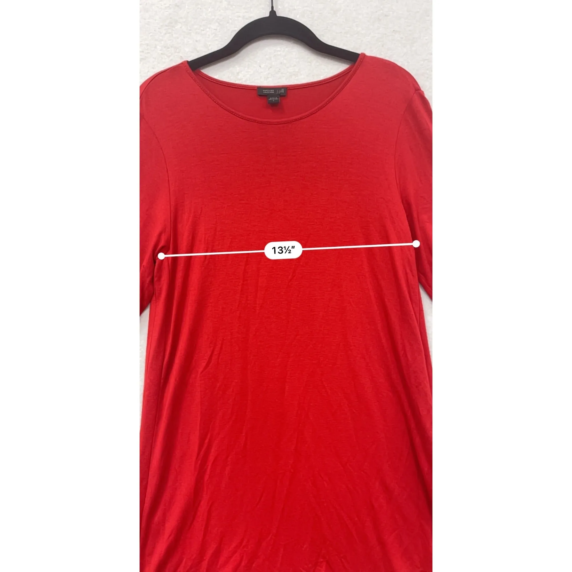 J.Jill Womens Red Short Sleeve Tunic Top Small #8187