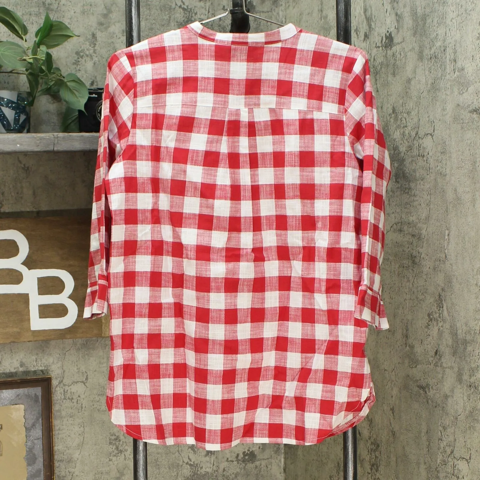 Joan Rivers Classics Collection Women's Buffalo Check 3/4 Sleeve Tunic Top