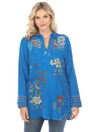 Johnny Was Biya Leyva Embroidered Tunic Top B24424 *