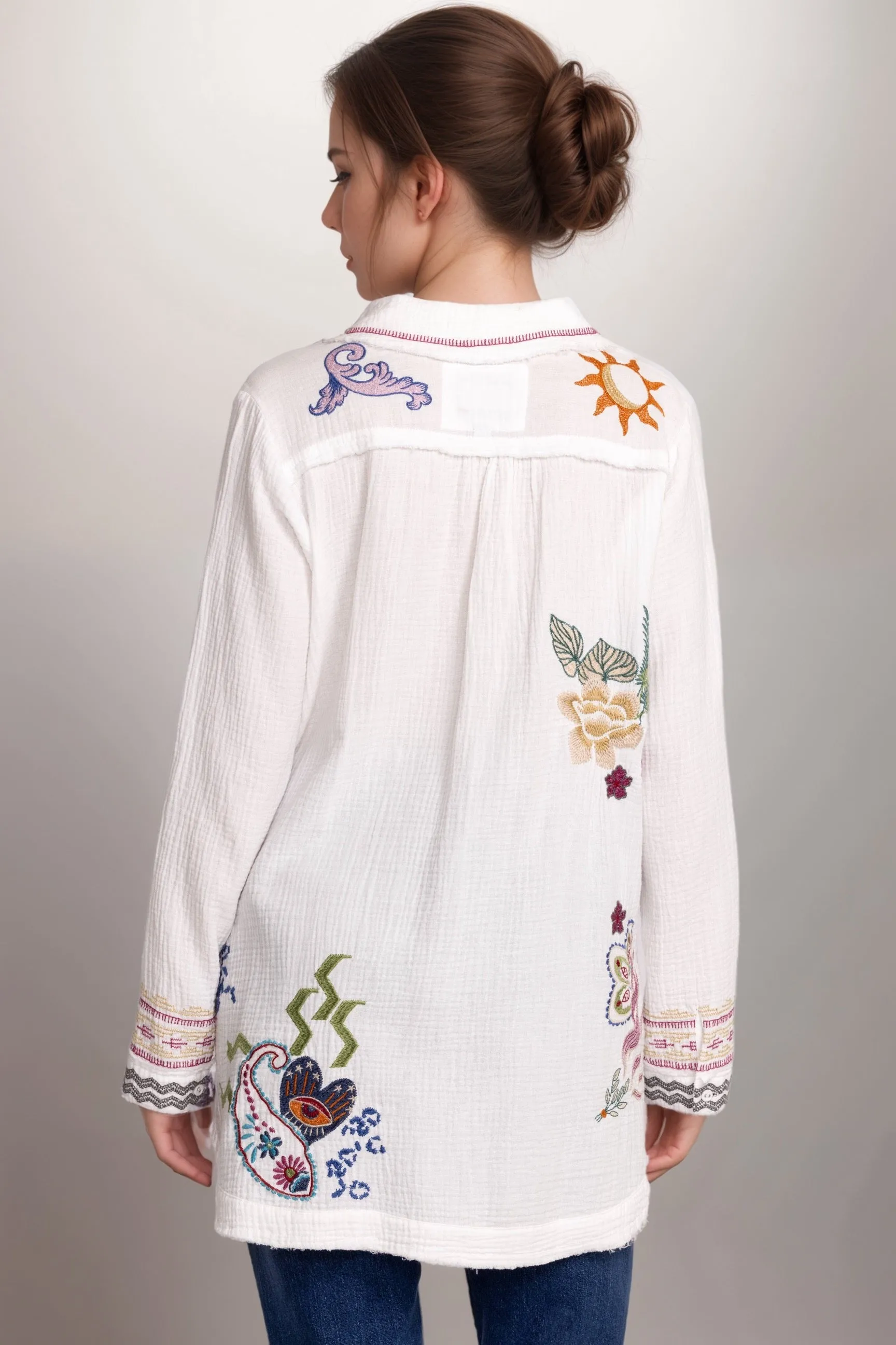 Johnny Was Biya Leyva Embroidered Tunic Top B24424 *