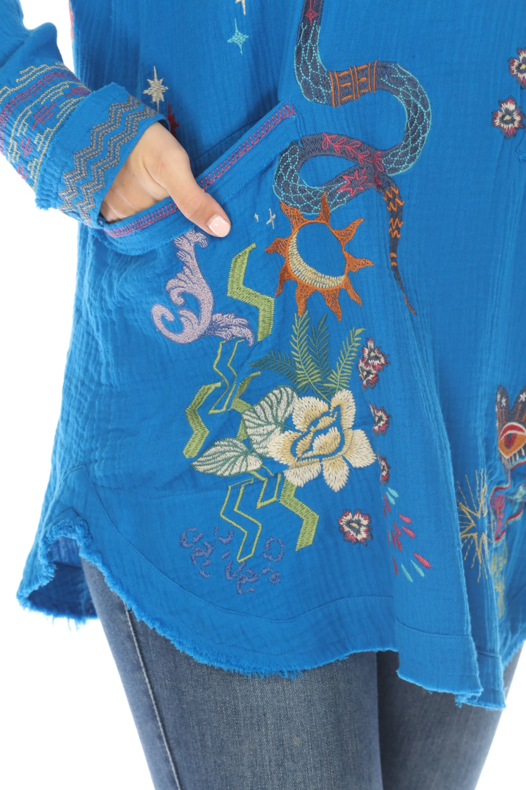 Johnny Was Biya Leyva Embroidered Tunic Top B24424 *