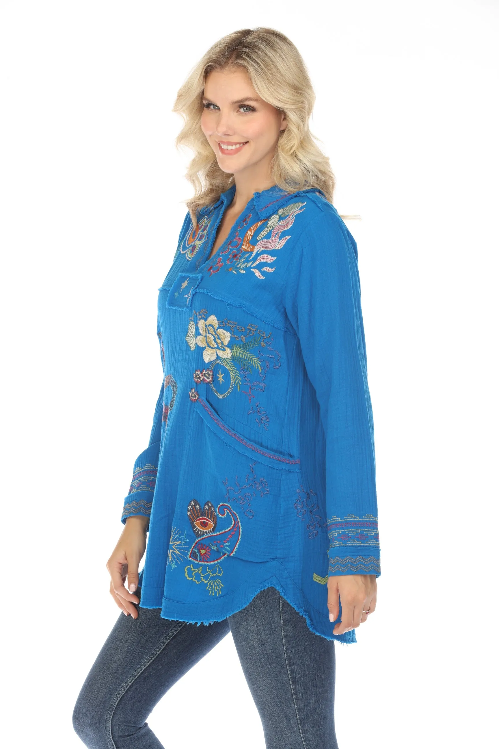 Johnny Was Biya Leyva Embroidered Tunic Top B24424 *
