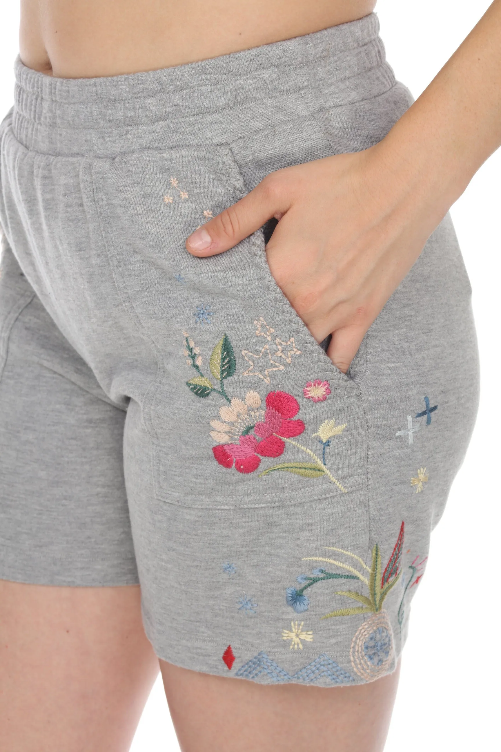 Johnny Was JWLA Cleo French Terry Embroidered Shorts Boho Chic J82422