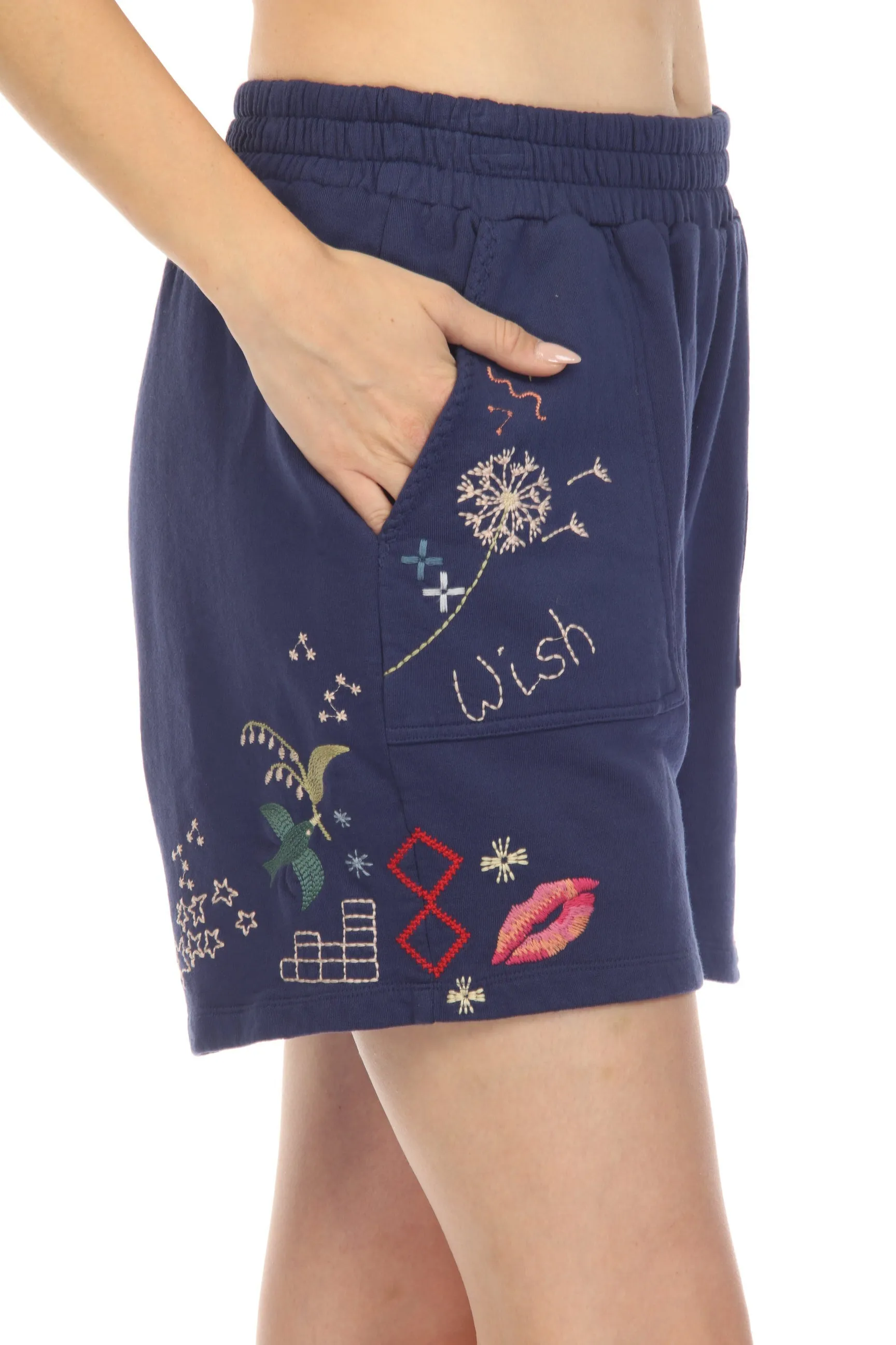 Johnny Was JWLA Cleo French Terry Embroidered Shorts Boho Chic J82422