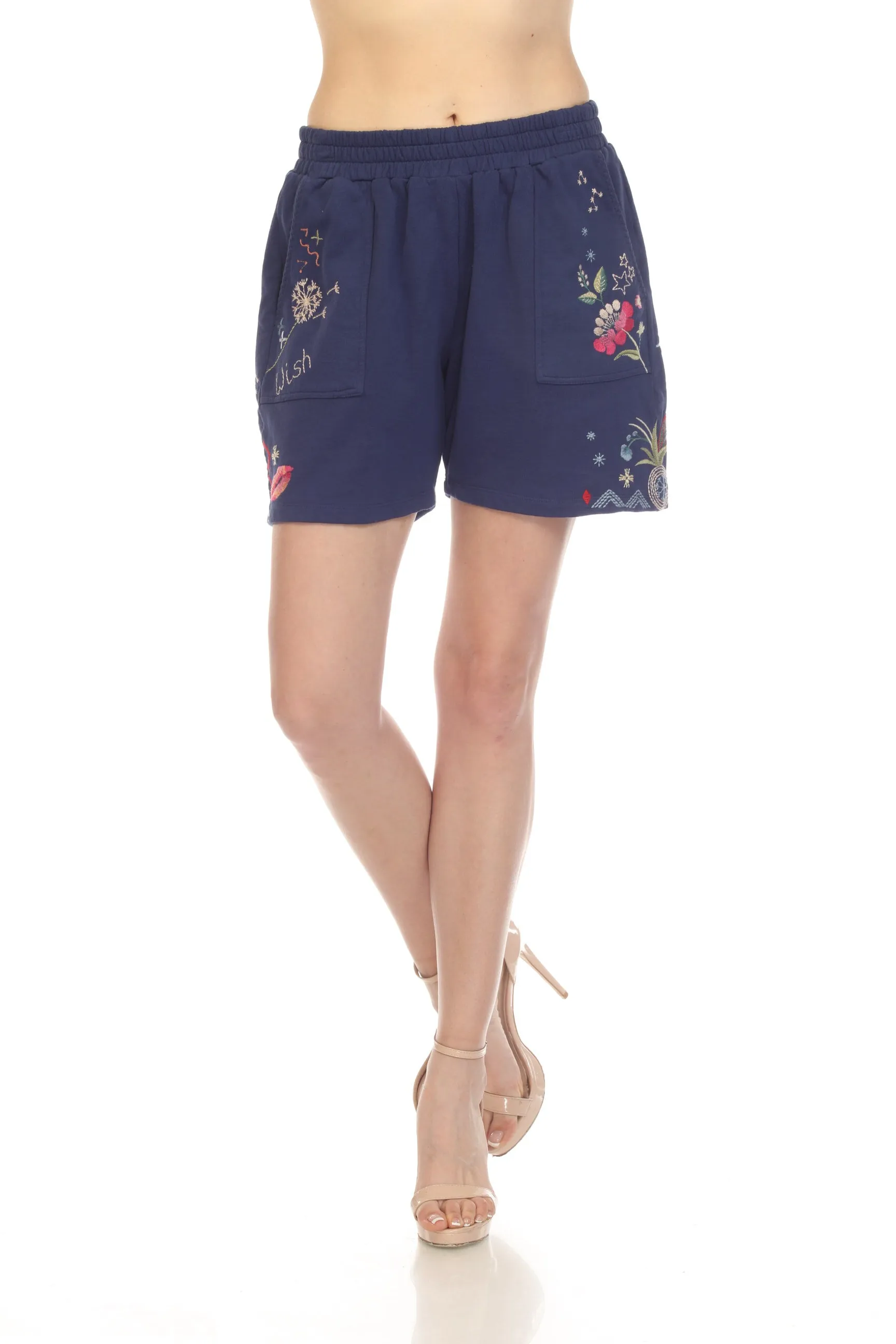 Johnny Was JWLA Cleo French Terry Embroidered Shorts Boho Chic J82422