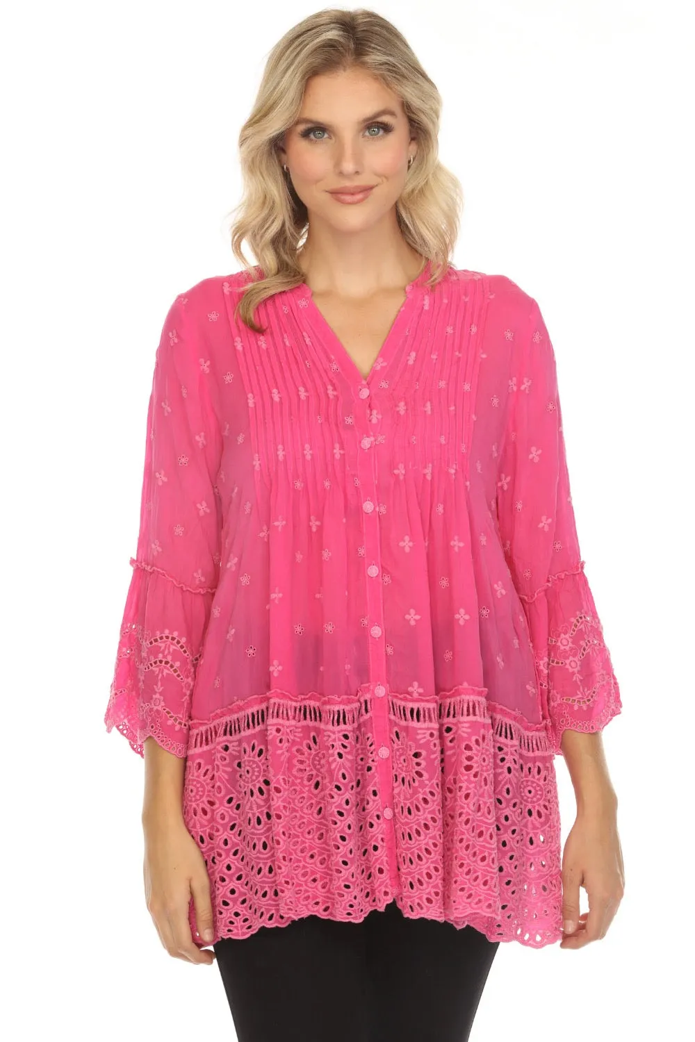 Johnny Was Manchengo Button-Down Tunic Top C27223 *