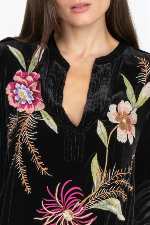 Johnny Was Meriah Relaxed Trapunto Tunic Long Sleeve Floral Golden Hour Top New