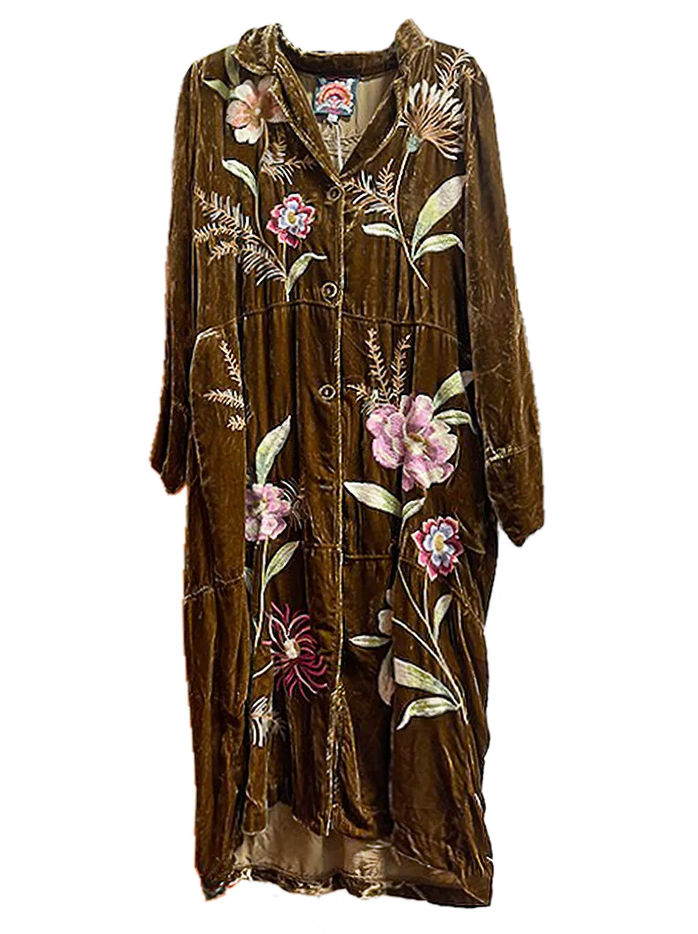 Johnny Was Meriah Relaxed Trapunto Tunic Long Sleeve Floral Golden Hour Top New