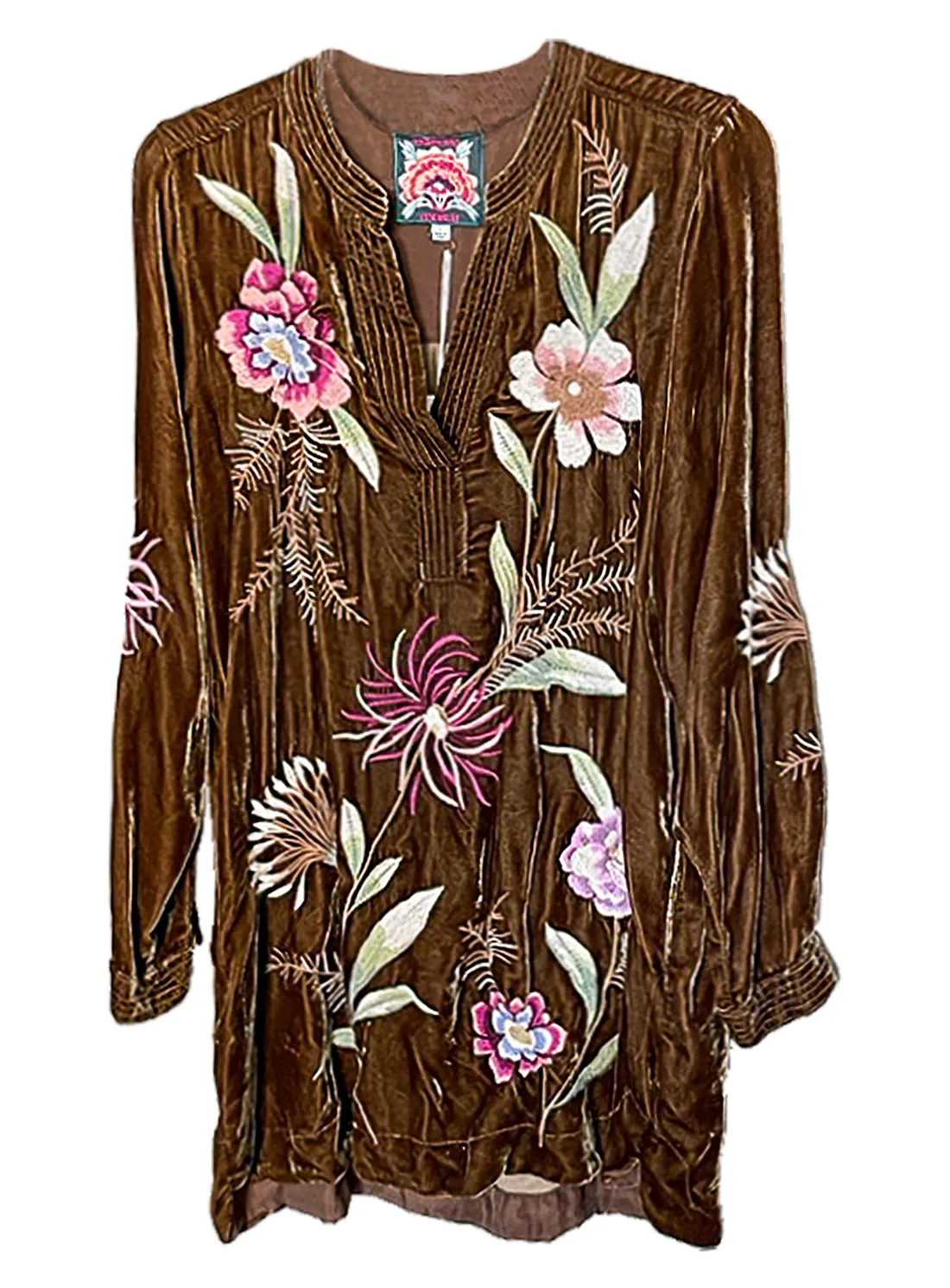 Johnny Was Meriah Relaxed Trapunto Tunic Long Sleeve Floral Golden Hour Top New