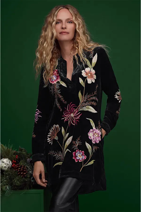 Johnny Was Meriah Relaxed Trapunto Tunic Long Sleeve Floral Golden Hour Top New