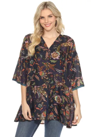 Johnny Was Munni Silk Tunic Top C21824B