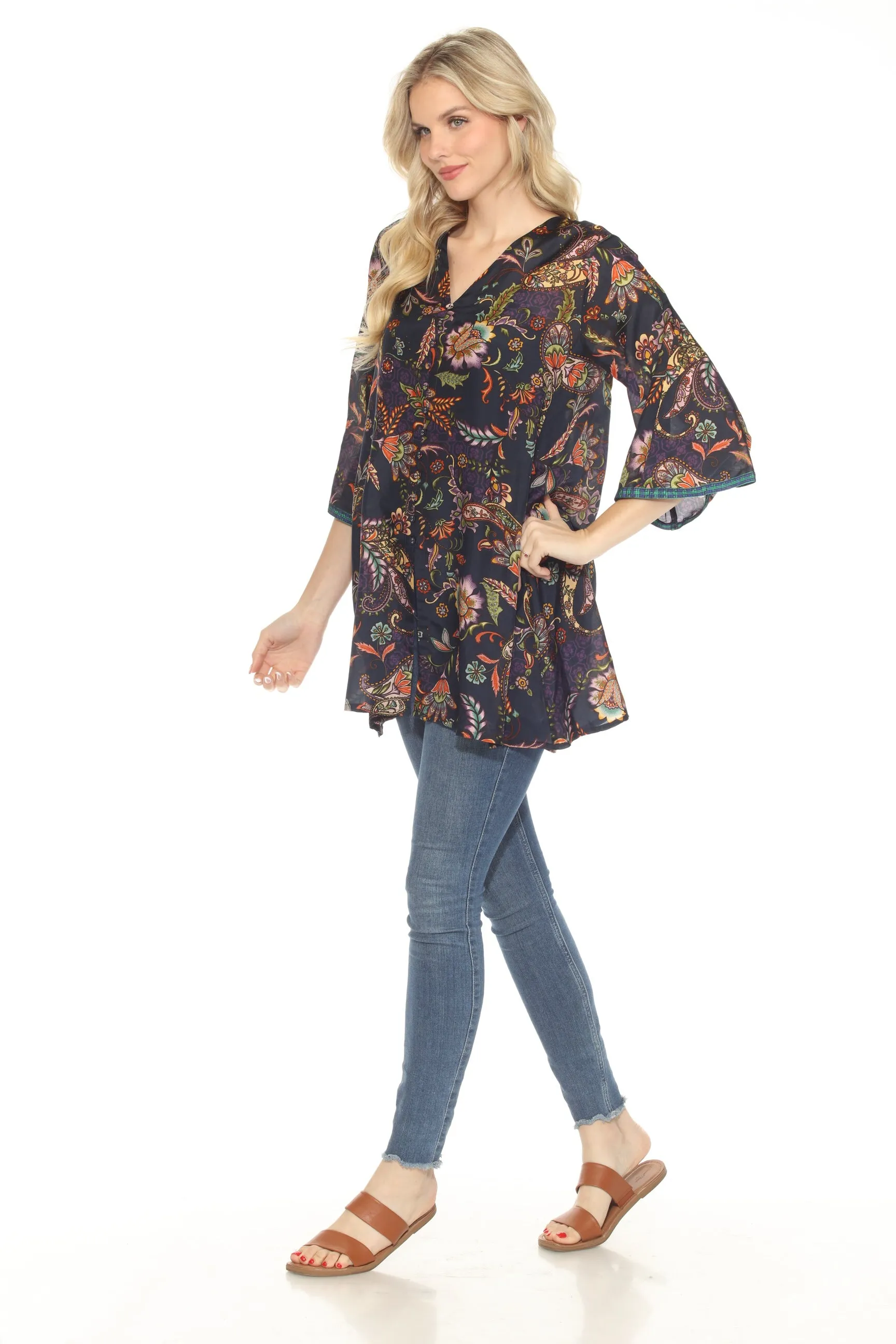 Johnny Was Munni Silk Tunic Top C21824B