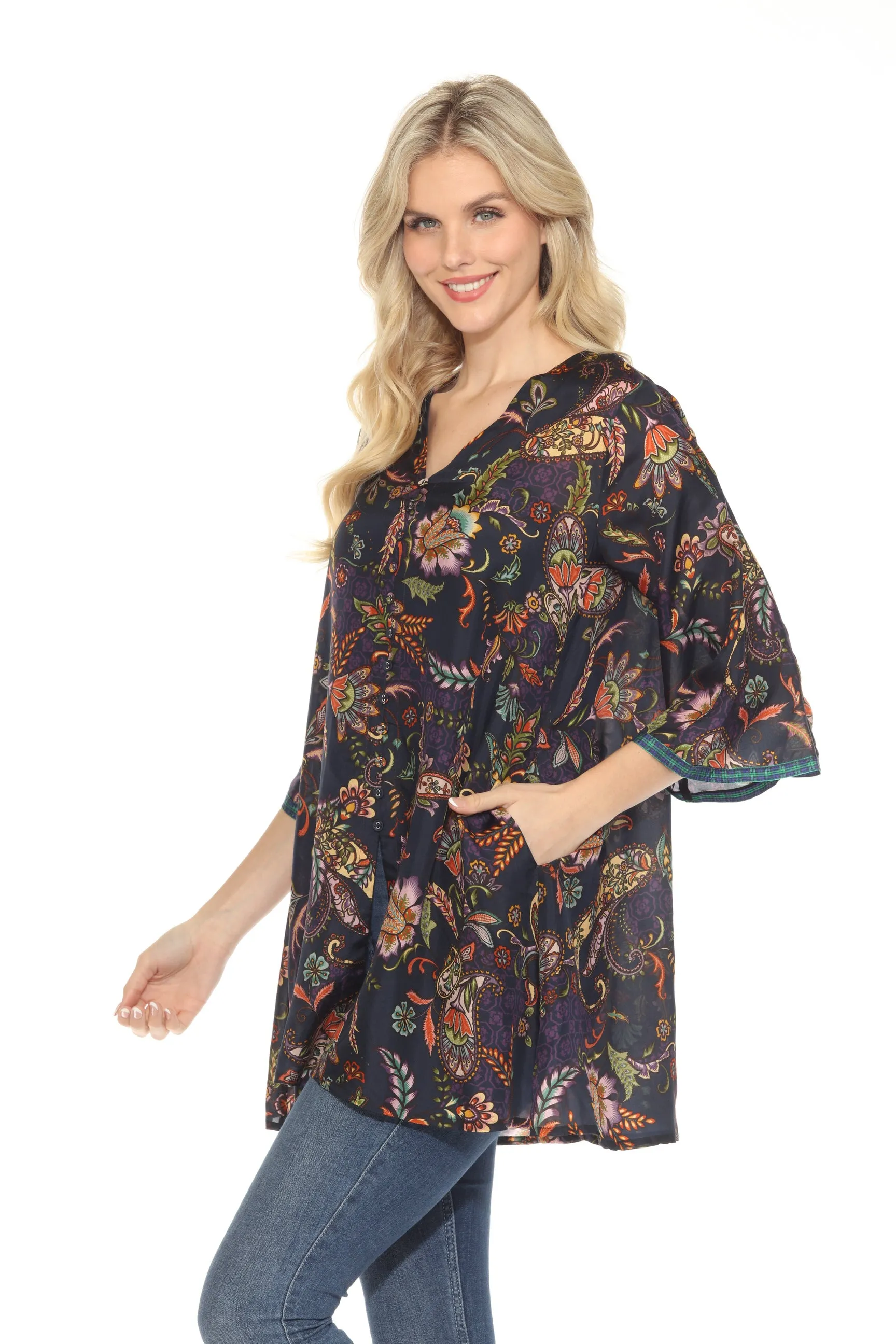 Johnny Was Munni Silk Tunic Top C21824B