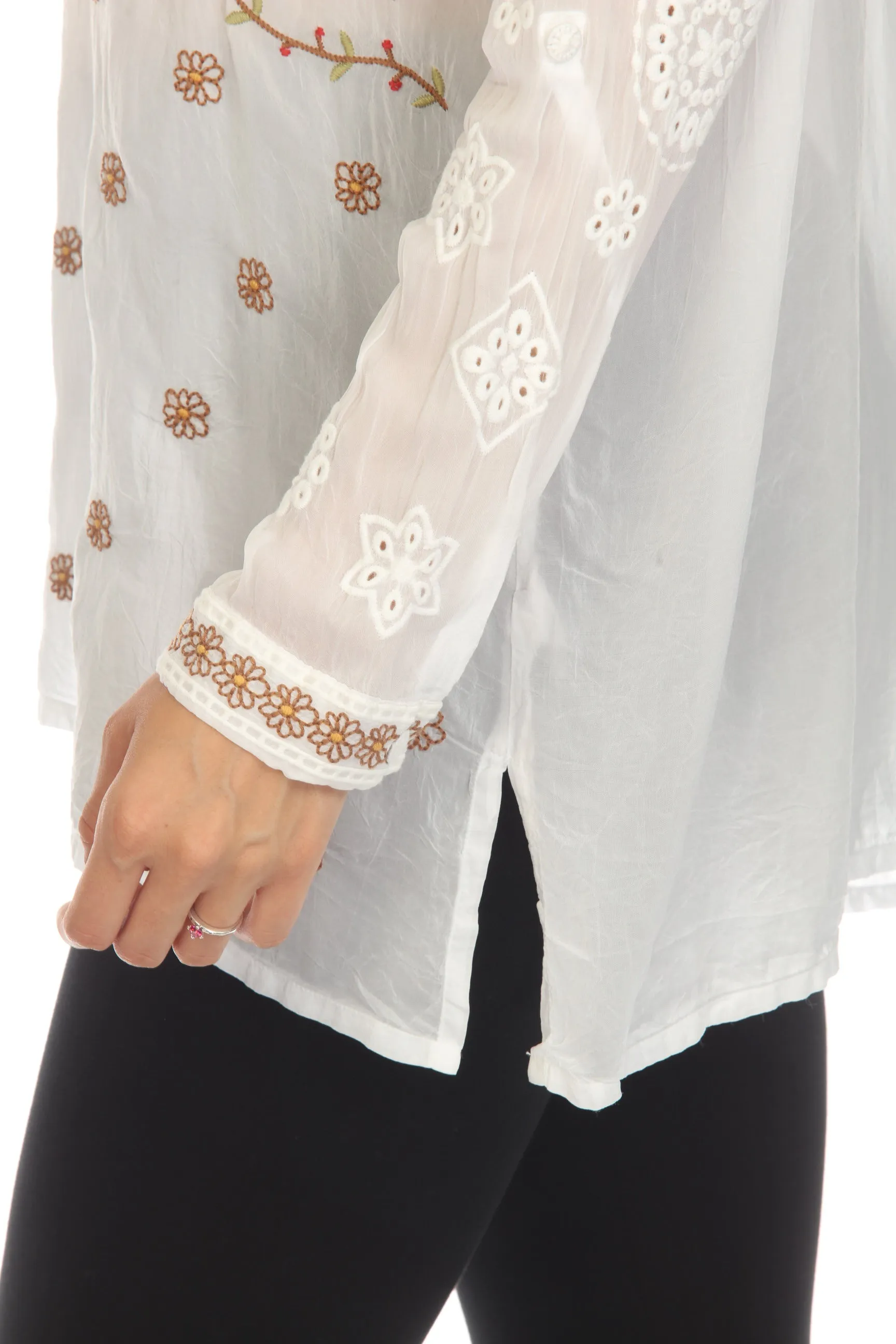 Johnny Was Sami Eyelet Embroidered Tunic Top Boho Chic C25723