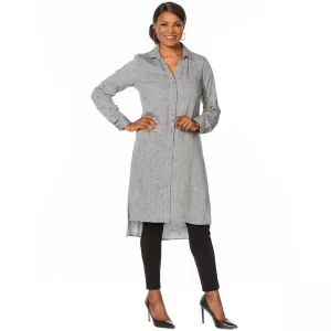 Jones New York Women's Linen Blend Roll Tab 3/4 Sleeve Button Up Tunic