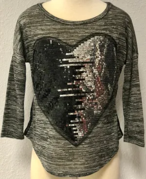 K SEQUIN HEART SWEATER