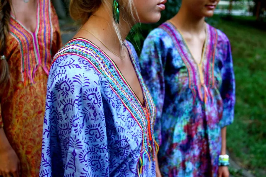 Kaftan style tunic dress with hand embroidery