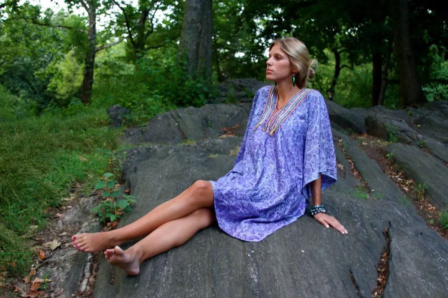 Kaftan style tunic dress with hand embroidery